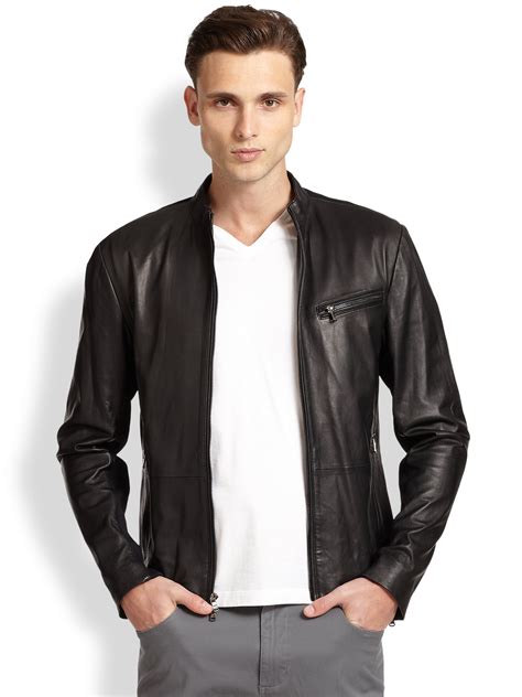 michael kors men's perforated leather moto jacket|Michael Kors black moto jacket.